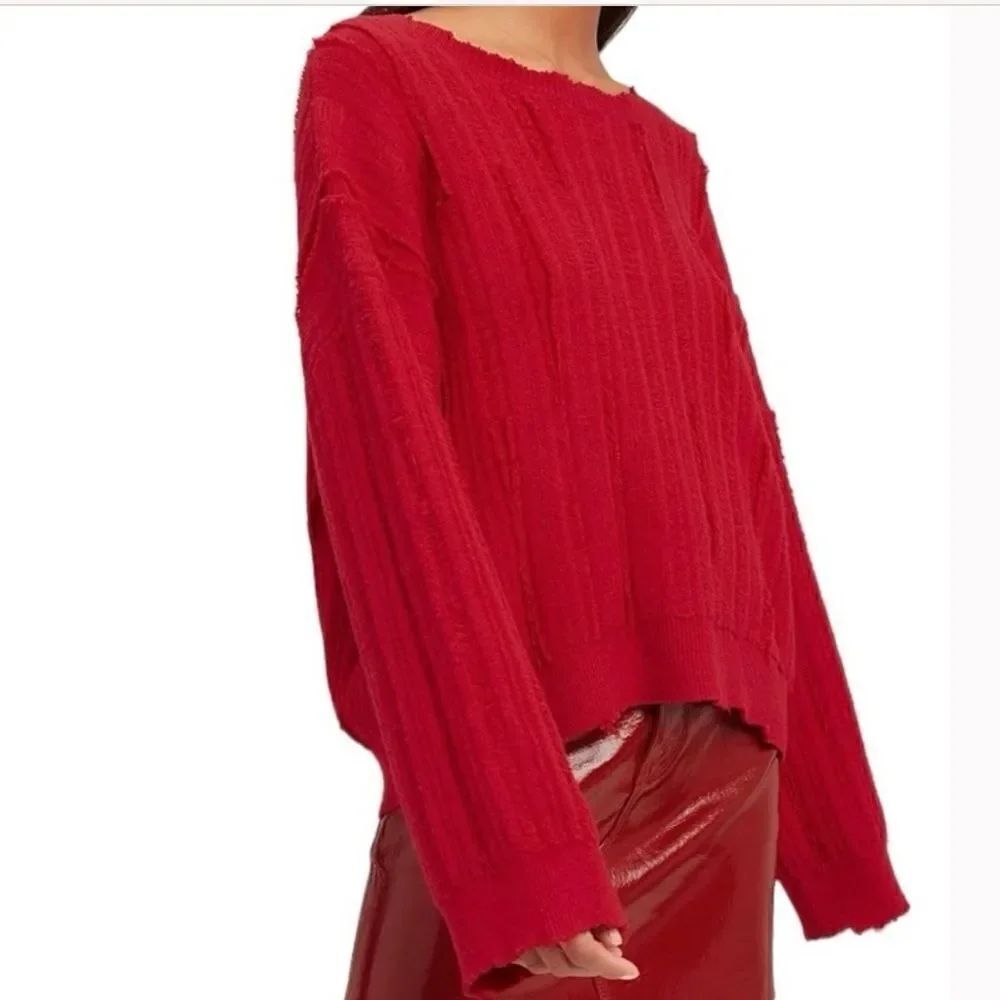 RtA Super Soft Emmet Crew Neck Distressed Pullover Sweater